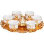 Yaren Style Altılı Gold Metalli Kahve Fincanı Takımı – Mırra Kahvesi Sunumu Için Özel Set | Arap Espresso & Zemzem Takımı - 70 ml