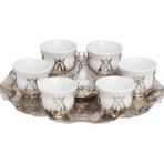 Yaren Style Altılı Gümüş Metalli Kahve Fincanı Takımı – Mırra Kahvesi Sunumu Için Özel Set | Arap Espresso & Zemzem Takımı - 70 ml