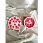 Yarence Design Çiçek Serisi İstiridye 2'li Mum Set | Soya Mum | Hediyelik | HandMade (Pembe)