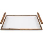 Yargıcı Porselen Bambu Detaylı Servis Tepsisi(29x40x9 Cm) - Renkli