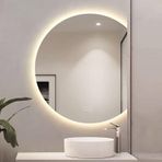 Yarı Dairesel LED Banyo Aynası Buğu Önleyici Makyaj Aynası 3 Renkli Işıklı HD/Patlamaya Dayanıklı 50-100cm Çok Yönlü Asma Seçenekleri Modern Banyolar için Mükemmel