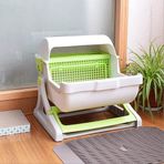 Yarı Otomatik Hızlı Temizleme Kedi Tuvalet Tepsisi Akıllı Evcil Hayvan Tuvalet Tepsisi Çöp Kutusu Flip Pet Kedi Çöp Kutusu-Yeşil