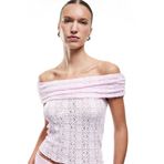 Yarı Transparan Kolsuz Slim Fit Madonna Yaka Dantel Bluz