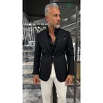 Yarım Astar Mono Yaka Yünlü Ceket - Siyah