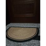 Yarım Ay Hasır Kapı Önü Paspası - Doğal Renk, Dekoratif Giriş Paspası - 70 x 40 cm - Bej - Siyah