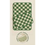 Yarım Ay Paspas Hediyeli Dama Desenli Kaymaz Taban Yıkanabilir 2 Parça Banyo Paspası 60X100 cm Shaggy Chess - Çağla Yeşili