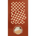 Yarım Ay Paspas Hediyeli Dama Desenli Kaymaz Taban Yıkanabilir 2 Parça Banyo Paspası 60X100 cm Shaggy Chess - Somon