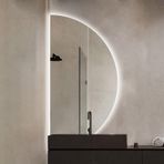 Yarım Ay Şeklinde LED Kısılabilir Banyo Aynası 32" 39" 47" Buğu Önleyici 3 Renkli Işık Çerçevesiz Duvara Monte Estetik Lavabo LED Dekoratif Ayna (Sol Kesim, 32x16 inç) (Sol Kesim 39x20 inç)