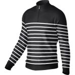 Yarım Fermuarlı Erkek Triko Kazak - Siyah - Beyaz - 2XL