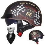 Yarım Kask Açık Yüz Kaskı Brain - Cap Cruiser Chopper Scooter Pilot Jet Kaskı DOT+ECE Sertifikalı Kişilik Retro Harley Motosiklet Kaskı Vintage Motosiklet Kaskı(B,M=(57~58cm))