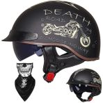 Yarım Kask Açık Yüz Kaskı Brain - Cap Cruiser Chopper Scooter Pilot Jet Kaskı DOT+ECE Sertifikalı Kişilik Retro Harley Motosiklet Kaskı Vintage Motosiklet Kaskı(G,M=(57~58cm))