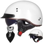Yarım Kask Açık Yüz Kaskı Brain - Cap Cruiser Chopper Scooter Pilot Jet Kaskı DOT+ECE Sertifikalı Kişilik Retro Harley Motosiklet Kaskı Vintage Motosiklet Kaskı(K,XXL=(63~64cm))