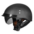 Yarım Kask Açık Yüz Motosiklet Kaskı Vintage Jet Kaskı Karbon Fiber Çarpışma Kaskı Dahili Vizör ECE Onaylı Cruiser Chopper Scooter Kaskı(B,XXL=(63~64cm))