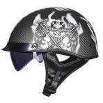 Yarım Kask Açık Yüz Motosiklet Kaskı Vintage Jet Kaskı Karbon Fiber Çarpışma Kaskı Dahili Vizör ECE Onaylı Cruiser Chopper Scooter Kaskı(I,M=(57~58cm))
