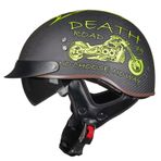 Yarım Kask Açık Yüz Motosiklet Kaskı Vintage Jet Kaskı Karbon Fiber Çarpışma Kaskı Dahili Vizör ECE Onaylı Cruiser Chopper Scooter Kaskı(N,L=(59~60cm))
