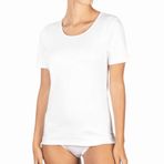 Yarım kollu kadın tişörtü, pamuk, beyaz, pamuk, pelüş, tişört Basic Cotton termal tişört, kadınlar için, beyaz, Ma.Re, Egi, İtalya'da üretilmiştir, standart ve büyük bedenler, bedenler 3 ila 10,