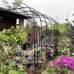 Yarım Yan Bahçe Kemeri, Metal Duvara Monte Gül Kemeri, Pergola Kafes Üzüm Asmaları Archway Dış Mekan Dekorasyon Bahçe Çardağı Tırmanma Bitkileri için Çardak Çardağı (220x240x40CM/2.2x2.4x0.4 m)