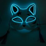 Yarım Yüz Mavi Cadılar Bayramı Maskesi Sevimli Kedi Tilki Vendetta El Tel Maske Parlayan Dans Karnaval Parti Maskeleri Için Yanıp Sönen Cosplay LED Neon Kostüm Maskesi (Yurt Dışından) - Renkli - Yok