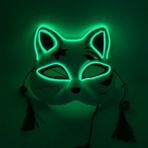 Yarım Yüz Yeşil Cadılar Bayramı Maskesi Sevimli Kedi Tilki Vendetta El Tel Maske Parlayan Dans Karnaval Parti Maskeleri Için Yanıp Sönen Cosplay LED Neon Kostüm Maskesi (Yurt Dışından) - Renkli - Yok