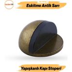 Yarımay Eskitme Antik Sarı Kapı Stoperi Tamponu Metal Kapı Altı Kolu Stopu Durdurucu Tutucu