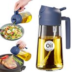 YARRAMATE 16 oz/470 ml Etiketlerle Pişirme için Yağ Püskürtücü, Gıda Sınıfı Premium 2'si 1 Arada Zeytinyağı Dispenseri Şişesi, Mutfak Aletleri, Hava Fritözü, Salata, Kızartma, Barbekü (Lacivert)