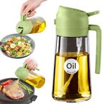 YARRAMATE 2 Adet Zeytinyağı Dispenseri, Yemek Pişirme için 2'si 1 Arada Yağ Püskürtücü, 16oz/470ml Cam Yeşil Püskürtme Şişesi, Mutfak, Salata, Kızartma, Barbekü için Gıda Sınıfı (Yeşil)