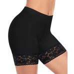 YARRCO Kadın iç çamaşırı, dantel, bisikletçi pantolonu, kısa etek altı, kaymaz, slip, boxer şort, iç çamaşırı, şort, Siyah-kısa uç, XXL
