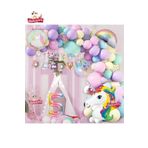 Yaş Karakterli Unicorn Temalı Iyi Ki Doğdun Makaron Balon Doğum Günü Parti Kutlama Seti, 5545442422424