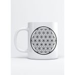 Yaşam Çiçeği Baskılı Porselen Kupa Bardak - Beyaz - 199 ml