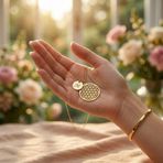 Yaşam Çiçeği Harfli Kolye 925 Ayar Gümüş Kişiye Özel Disk Kolye Gold Rose Gold Silver Minimal Tasarım Kadın Kolye