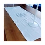 Yaşam Çiçeği Işlemeli Runner 140*40 cm Yenilnme ve Bereket Temalı Özel Tasarım Runner - Beyaz - 140 x 40 cm