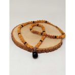 Yaşam Tohumu Obsidyen Taşlı Rudraksha Tohum Kolye Dolama Bileklik 8mm (49706)