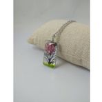 YAŞAYAN CANLI KOLYE/AĞAÇ DESENLİ KURUTULMUŞ GELİN ÇİÇEĞİ-PEMBE MODELİ