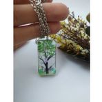 YAŞAYAN CANLI KOLYE/AĞAÇ DESENLİ KURUTULMUŞ GELİN ÇİÇEĞİ-YEŞİL MODELİ