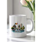YasBey Design Almanya Berlin Tasarımlı 330ML Baskılı Beyaz Seramik Kupa Bardak - 001 - Beyaz - 330 ml