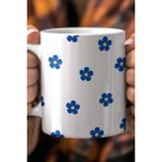 YasBey Design Çiçek Desenli 330ML Baskılı Beyaz Seramik Kupa Bardak - 001 - Beyaz - 330 ml
