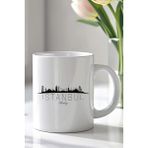 YasBey Design Istanbul Temalı 330ML Baskılı Beyaz Seramik Kupa Bardak - 001 - Beyaz - 330 ml