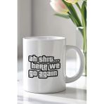 YasBey Design San Andreas Tasarımlı 330ML Baskılı Beyaz Seramik Kupa Bardak - 001 - Beyaz - 330 ml