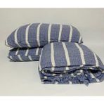 Yaseminin Evi / İNDİGO MAVİSİ ÇİZGİLİ / Müslin Yatak Örtüsü / Pike Seti (2 Yastık Kılıflı) - İndigo - 260 x 230 cm