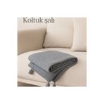 YASEMİNİNEVİ Antrasit Müslin Koltuk Şalı / TV Battaniyesi
