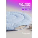 Yasetex Tasarım Pofuduk Bebek Oyun Minderi 100 cm Pamuklu Çocuk Oyun Matı Yer Yatağı - Bebek Mavisi - 100 x 100 cm
