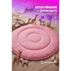 Yasetex Tasarım Pofuduk Bebek Oyun Minderi 100 cm Pamuklu Çocuk Oyun Matı Yer Yatağı - Şeker Pembesi - 100 x 100 cm