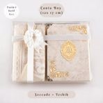 Yasin + Seccade + Tesbih Hediye Seti Çanta Boy, Raşel Cilt, Şemslafzatullah, Krem