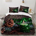 YASMENG Noel nevresim takımı 200 x 200 Noel yeşil kahverengi nevresim takımı, yumuşak mikrofiber nevresim takımı, 3 parça, genç odası dekorasyonu, kız çocukları için, fermuarlı ve 2 yastık kılıfı 80 x