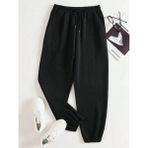 Yasolin Unisex Kadın/erkek Özel Renkli Düz Paça Lastik Eşofman Altı Jogger - 3XL - Siyah