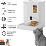 Yasomi DU-F03V Smartpaw+ 2si1 Arada 4l/5l Kapasiteli Pilli/Kablolu Akıllı Otomatik Mama ve Su Kabı - Beyaz