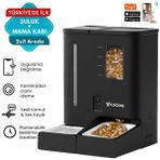 Yasomi DU-F03V SmartPaw+ 2si1 Arada 4L/5L Kapasiteli Pilli/Kablolu Akıllı Otomatik Mama ve Su Kabı (Siyah)