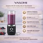 Yasomi Taşınabilir Kablosuz Şarjlı Cam Kişisel Blender Siyah( Türkiye Garantili)