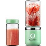 Yasomi Taşınabilir Kablosuz Şarjlı Cam Smoothie El Blenderi Yeşil (Yasomi Türkiye Garantili) - Açık Yeşil