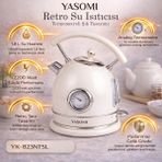 Yasomi YK-823NTSL 2200W 360° Döner Taban Kablosuz Kullanım Retro Su Isıtıcı Kettle - Bej